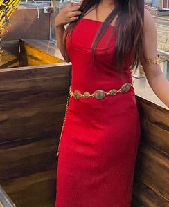 Red square neck strapped maxi dress 🍒
