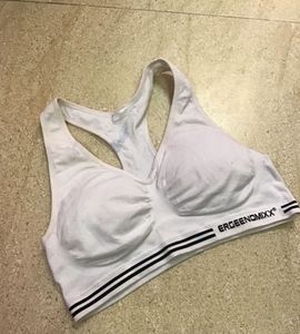 White Sports Bra with Black Stripes