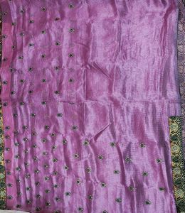 Stunning Mauve Lavender Silk Saree with Gold Zari