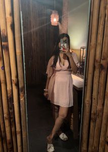 Pink Flutter Sleeve Wrap Dress