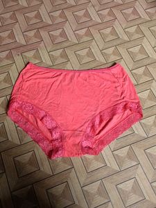 Lace Trimmed Coral Briefs