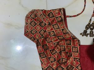 Red With Black Stone Blouse