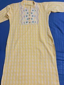Yellow Printed Kurta