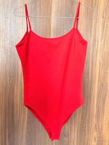 Zara Red Spaghetti Strap Bodysuit
