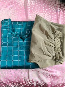 Emerald Green Kurta with Gold Grid Pattern