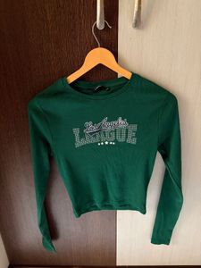 Green "Los Angeles League" Crop Top