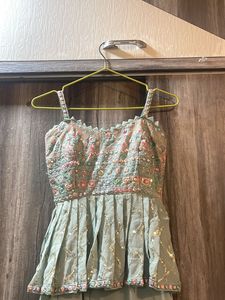 Blue Peplum Top with Sharara Suit