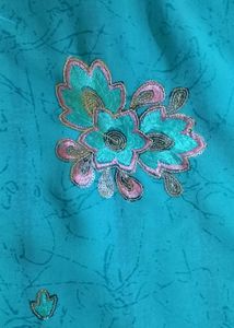 Beautiful Teal Saree with Striped Pattern