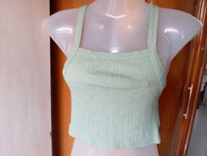 Ribbed Green Crop Top