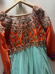 Embellished Orange &amp; Teal gown