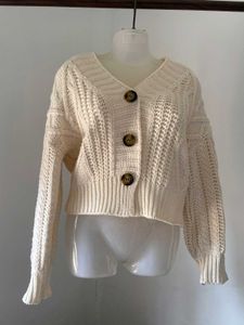 Cream Cable Knit Button-Up Cardigan