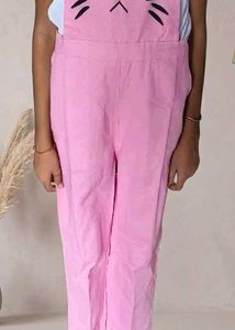 Aesthetic Pink Cat Print Dungaree &amp; Jumpsuit Set