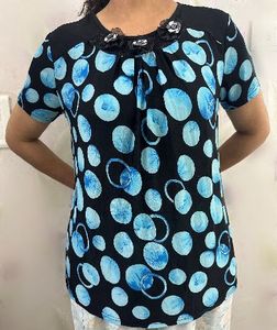 Stylish Blue Polka Dot Top