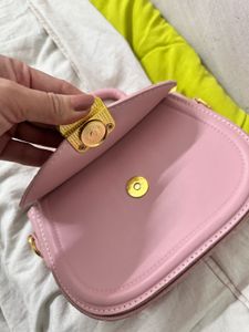 Korean Pink Top Handle Bag with Strap