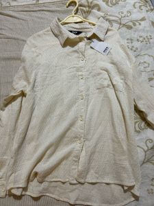 Cream Textured oversized Shirt