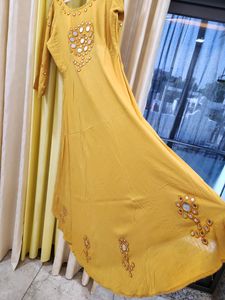Mustard Yellow Nice Floor Length Kurti