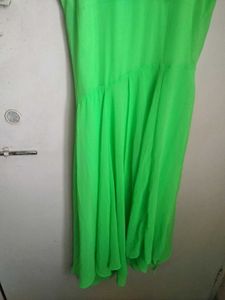 Neon Green Lace Trim Cami Dress