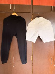 Men's Black Joggers & White Shorts Set