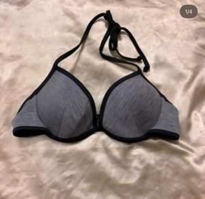 Gray Bikini Top with Black Trim