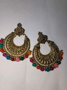 Boho Multicolor Beaded Jhumka Earrings