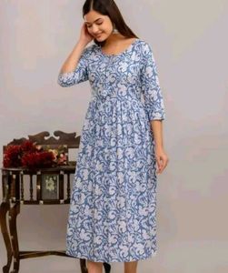 Blue Floral Print Kurta