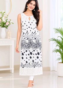 Chic Polka Dot Sleeveless Kurta