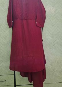 Maroon Embroidered Kurta