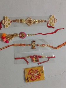 Set of 4 Rakhi Bracelets with Tilak