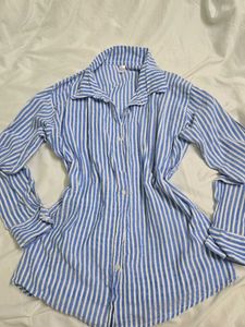 y2k Blue Striped Button-Up Shirt