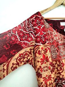 Curvy Clan Maroon Printed Dress ( Women)