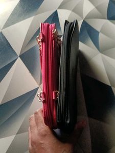 Pink &amp; Black Clutch Wallets