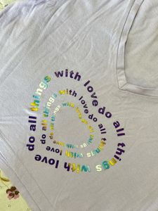 Purple "With Love" Graphic Cropped Tee