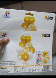 9pcs Gold &amp; White Party Balloons set of -2