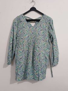 Light Blue Leaf Print Tunic