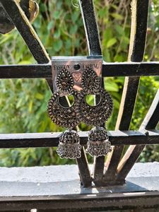 Designer Oxidized Jhumka Earrings