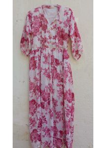 Pretty Pink Floral Long Dress / Frock