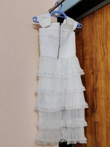 White Tiered Ruffle Dress stretchable