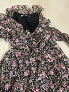 Floral Ruffle V-Neck Mini Dress