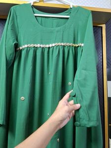 Elegant Green Abaya with Embellishments
