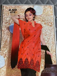 Red & Black Dress Material