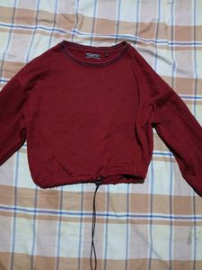 Maroon Cropped Long Sleeve sweatshirt