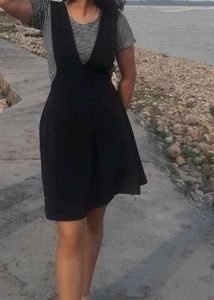 Striped Sleeve Navy Jumper Dress