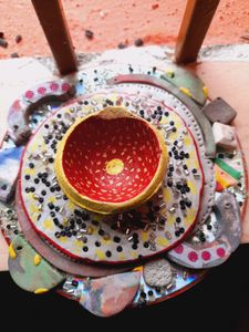 3 Diya with Attached Stand