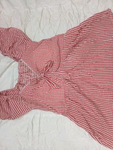 Red Gingham Puff Sleeve Top