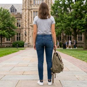Girls' Blue Distressed Denim Jeans