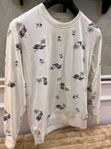 White Floral Print Sweatshirt