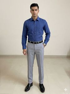 Men's Blue Striped Formal Shirt Pant Set
