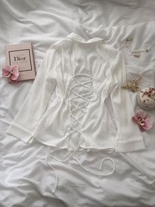 Chic White Corset back y2k Blouse