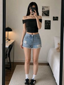 y2k Distressed Denim Shorts