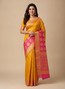 Beautiful Yellow Silk Saree